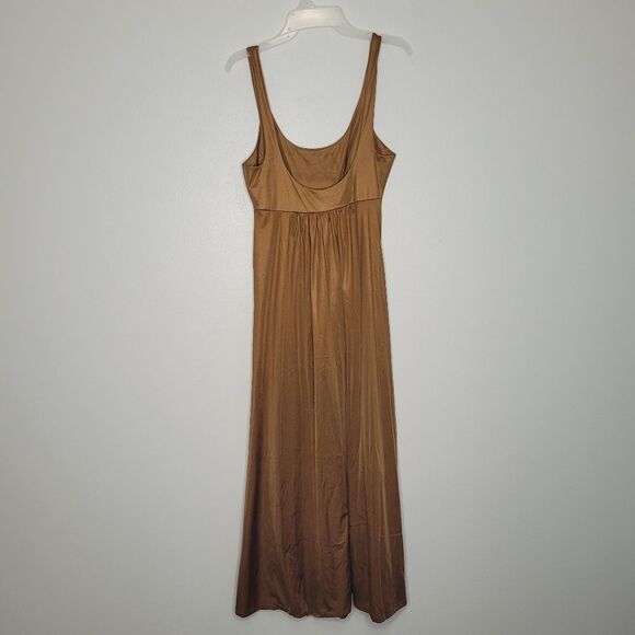 Annique brown vintage nylon old Hollywood pinup feminine boudoir slip dress S - Picture 2 of 7